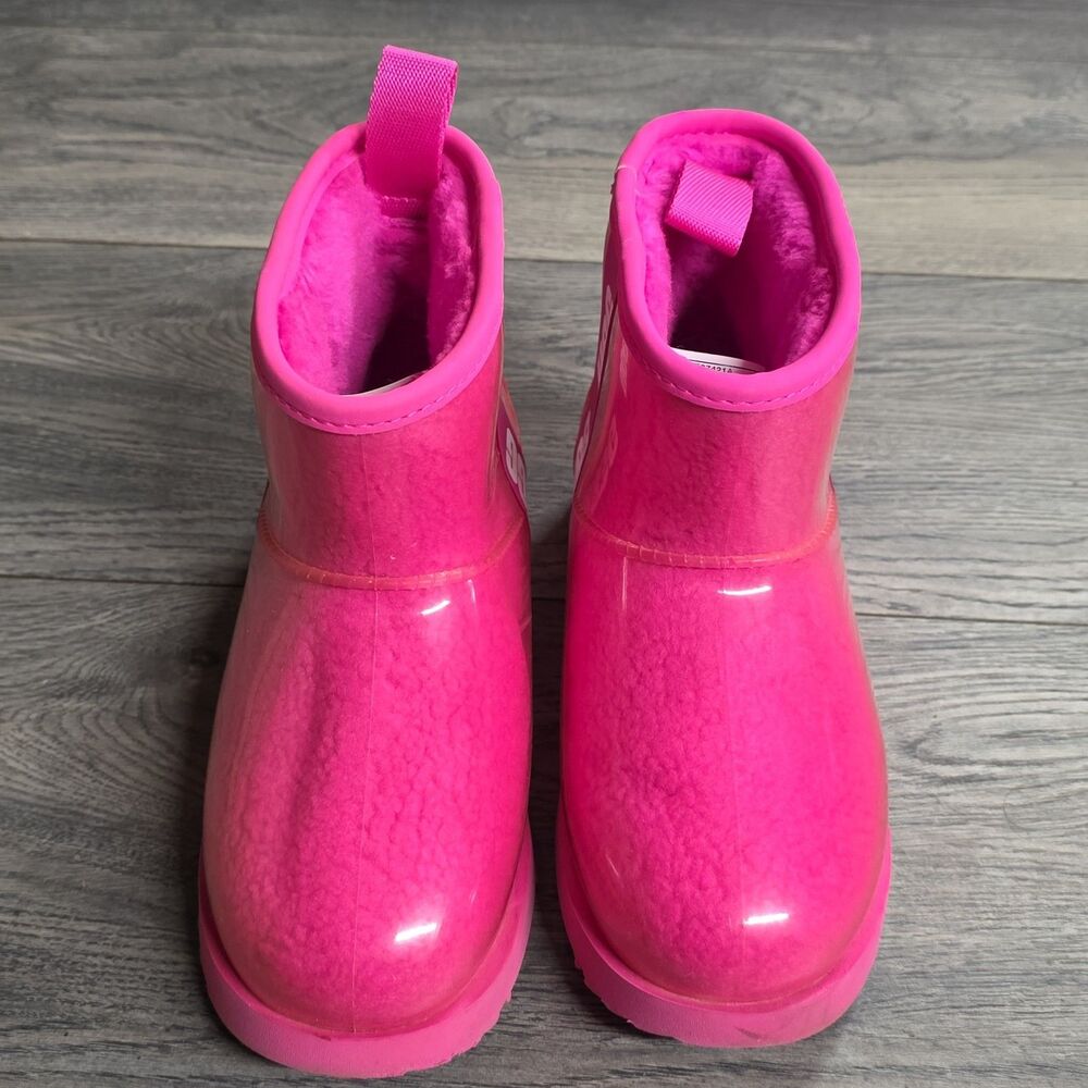 UGG Classic Clear Mini II Kids Boots Rock Rose Pink Waterproof 1112386K Size 2 - Picture 4 of 6